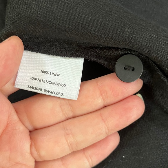 Eileen Fisher Linen Black Jacket Boxy Fit Cropped Length Front Pockets, Size Mp - Picture 13 of 16